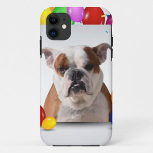 Bulldog Dog with colourful Balloons Birthday Theme iPhone 11 Case