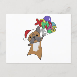 Bulldog Dogs Merry Christmas Winter Animals Postcard