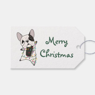 Bulldog Dogs Merry Christmas Winter Animals Trucke Gift Tags