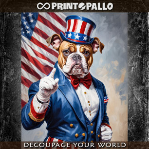 Bulldog dressed like Uncle Sam with USA flag -  Tissue Paper