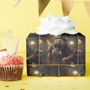 Bulldog Drinking Whiskey In 1920s Speakeasy Wrapping Paper