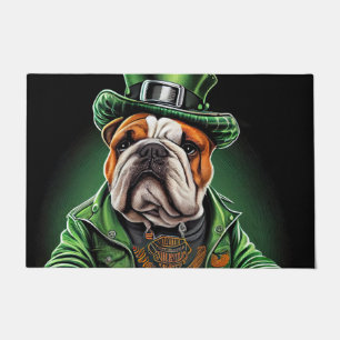Bulldog Driving Bike St. Patrick's Day Doormat