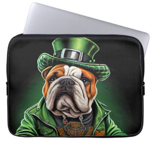 Bulldog Driving Bike St. Patrick's Day Laptop Sleeve