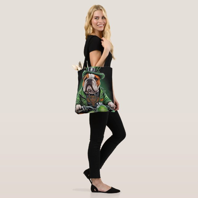 Bulldog Driving Bike St. Patrick's Day  Tote Bag (On Model)