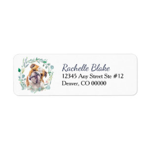 Bulldog Eucalyptus Wreath Return Address Return Address Label