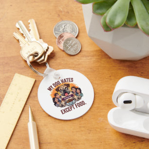 Bulldog Everyone Except Food Funny Cartoon Key Ring