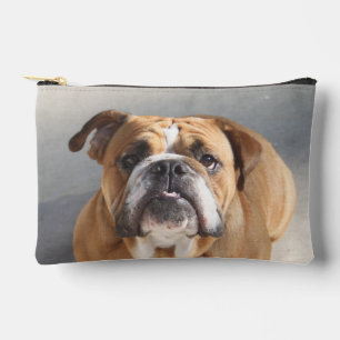 Bulldog Face - English Bulldog, Brown Accessory Pouch