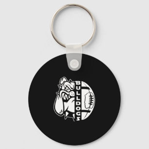 Bulldog Face Half Football Ball Fun Rug  Key Ring