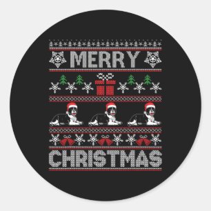 Bulldog Family Matching Funny Ugly Christmas Sweat Classic Round Sticker