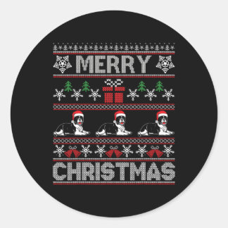 Bulldog Family Matching Funny Ugly Christmas Sweat Classic Round Sticker