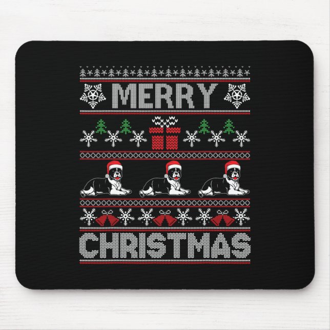 Bulldog Family Matching Funny Ugly Christmas Sweat Mouse Pad (Front)