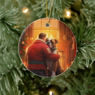 Bulldog Fireman Lover Pet Ornament Memorial Gift