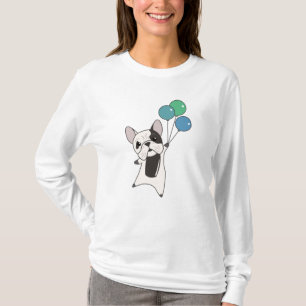 Bulldog Flies Balloons Above Cute Animals Dogs T-Shirt