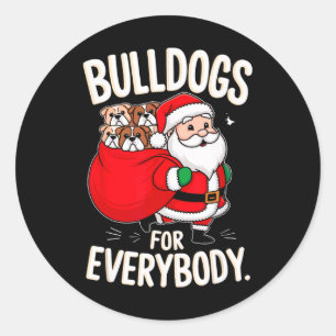 Bulldog For Everybody Funny Santa Christmas Classic Round Sticker