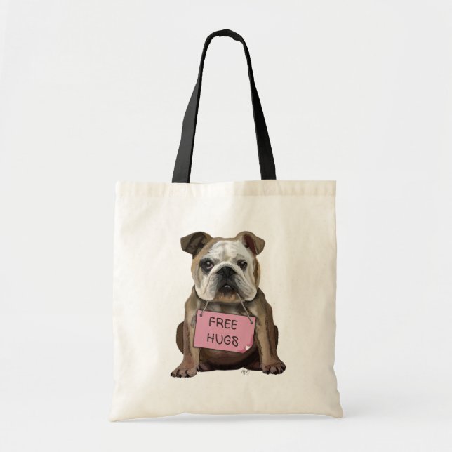 Bulldog Free Hugs Tote Bag (Front)