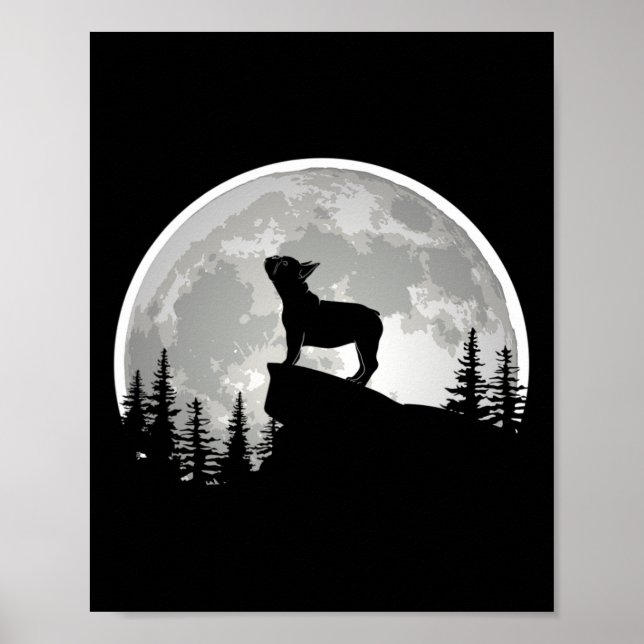 Bulldog Frenchie Howling The Moon  Poster (Front)