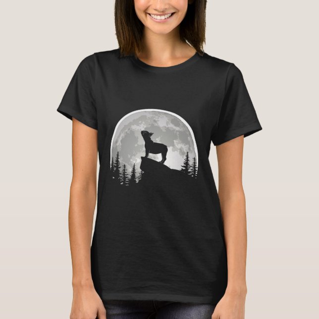 Bulldog Frenchie Howling The Moon  T-Shirt (Front)