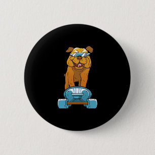 Bulldog Fun Skateboarding French Bulldog Puppy Gif 6 Cm Round Badge