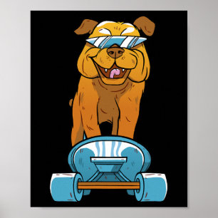 Bulldog Fun Skateboarding French Bulldog Puppy Gif Poster