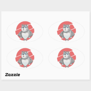Bulldog Funny Cartoon Oval Sticker