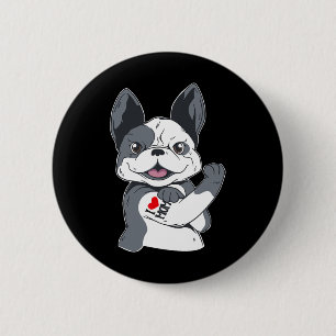 Bulldog Funny I Love Mum Tattoo 6 Cm Round Badge