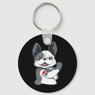 Bulldog Funny I Love Mum Tattoo Key Ring