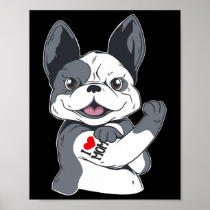 Bulldog Funny I Love Mum Tattoo Poster