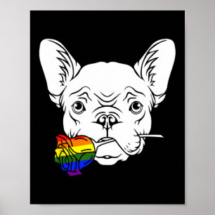 Bulldog Gay Pride Rose Lgbt-q Rainbow Frenchie Dog Poster
