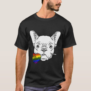 Bulldog Gay Pride Rose Lgbt-q Rainbow Frenchie Dog T-Shirt