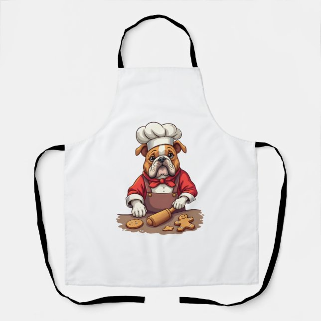 Bulldog Gingerbread Chef Apron (Front)