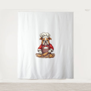 Bulldog Gingerbread Chef dog Tapestry