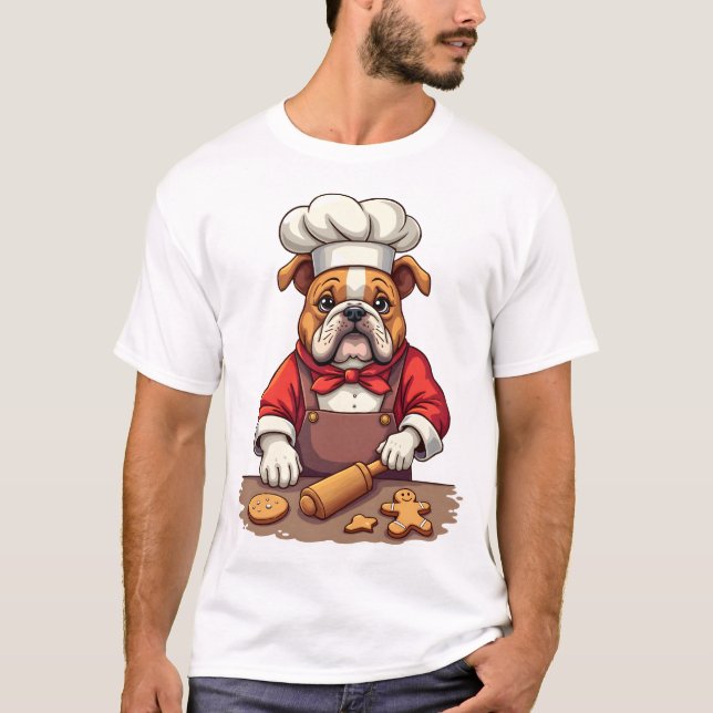 Bulldog Gingerbread Chef T-Shirt (Front)