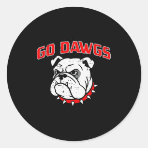 Bulldog Go Dawgs Men Women Kids Girls Youth Teen B Classic Round Sticker
