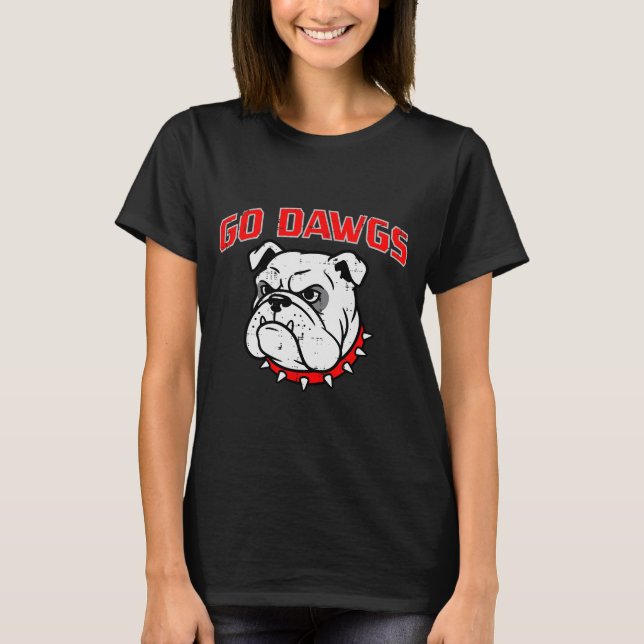 Bulldog Go Dawgs Men Women Kids Girls Youth Teen B T-Shirt (Front)