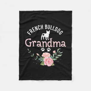 Bulldog Grandma Gifts Cute Dog Lover Christmas Fleece Blanket