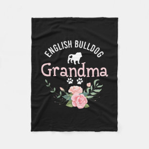 Bulldog Grandma Gifts Women Cute Dog Lover Christm Fleece Blanket