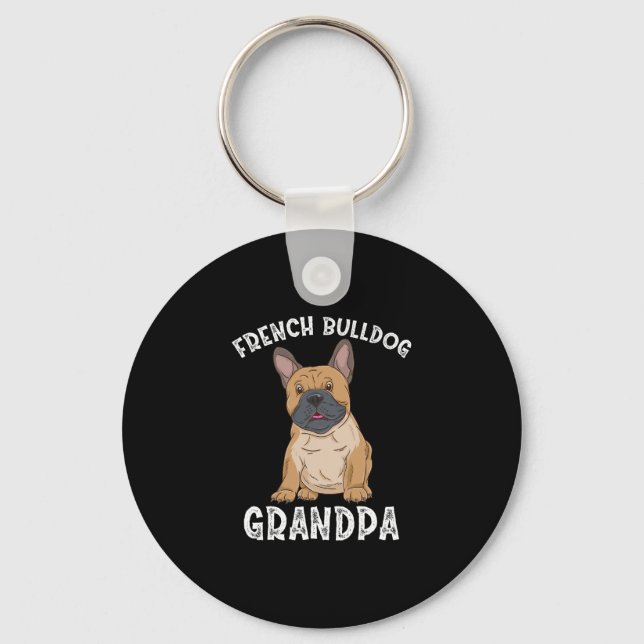 Bulldog Grandpa  Key Ring (Front)