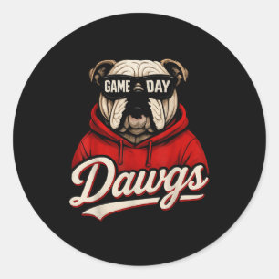 Bulldog Graphic Dawgs Men Women Kid Boy Girl  Classic Round Sticker