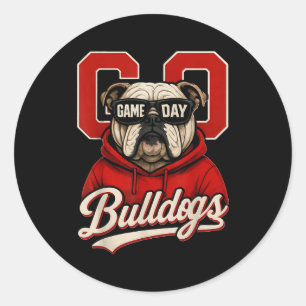 Bulldog Graphic Dawgs Men Women Kid Boy Girl  Classic Round Sticker