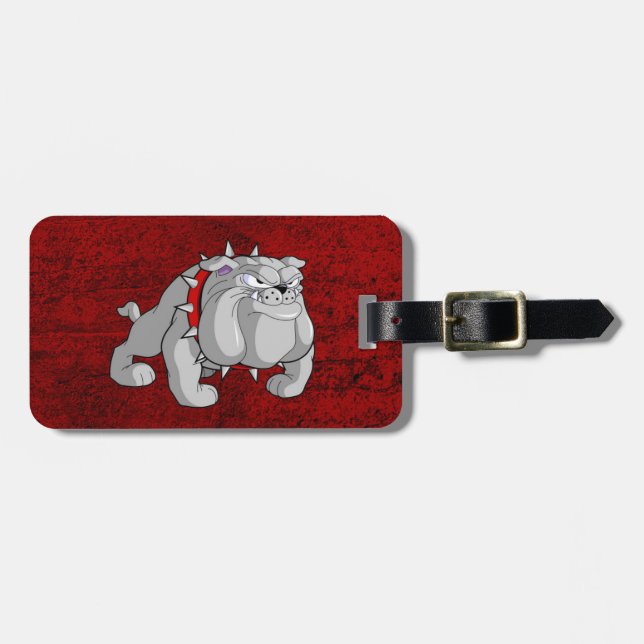 BULLDOG GRAY CARTOON LUGGAGE TAG (Front Horizontal)