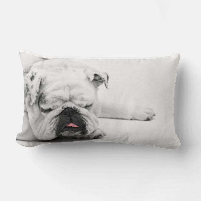 Bulldog Grey White Sleeping Decor Throw Pillow (Front)