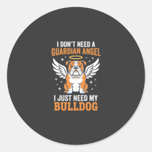 Bulldog Guardian Angel Dog Classic Round Sticker
