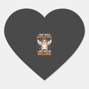 Bulldog Guardian Angel Dog Heart Sticker