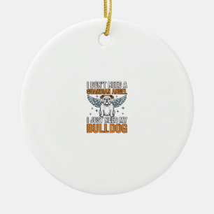 Bulldog Guardian Angel Vintage Dog Lover Shirt Des Ceramic Ornament