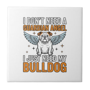 Bulldog Guardian Angel Vintage Dog Lover Shirt Des Ceramic Tile