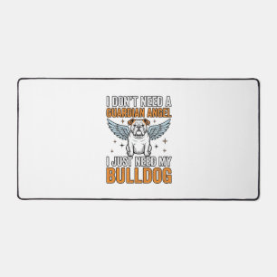Bulldog Guardian Angel Vintage Dog Lover Shirt Des Desk Mat