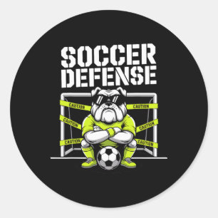 Bulldog Guarding Goal Team Player Position Soccer  Classic Round Sticker