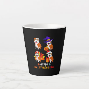 Bulldog Halloween And Merry Christmas Happy Hallot Latte Mug