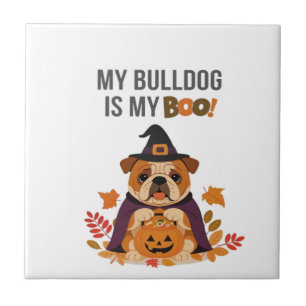 Bulldog Halloween Costume My Bulldog is My Boo Do Ceramic Tile