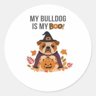Bulldog Halloween Costume  My Bulldog is My Boo Do Classic Round Sticker